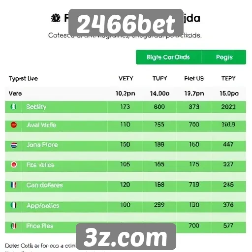 Comparativo das odds oferecidas no 2466bet
